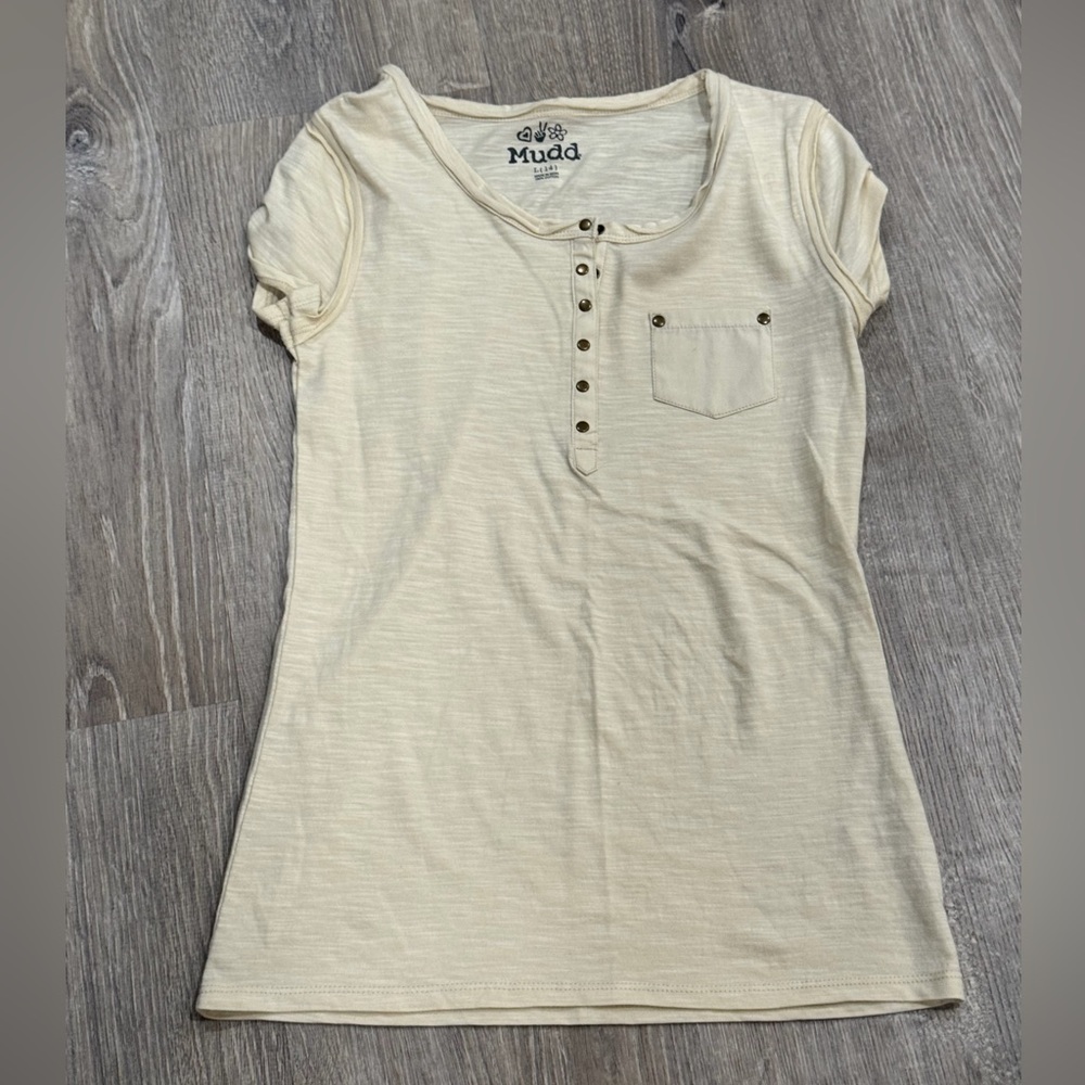 Girls short-sleeved henley shirt by the brand Mudd